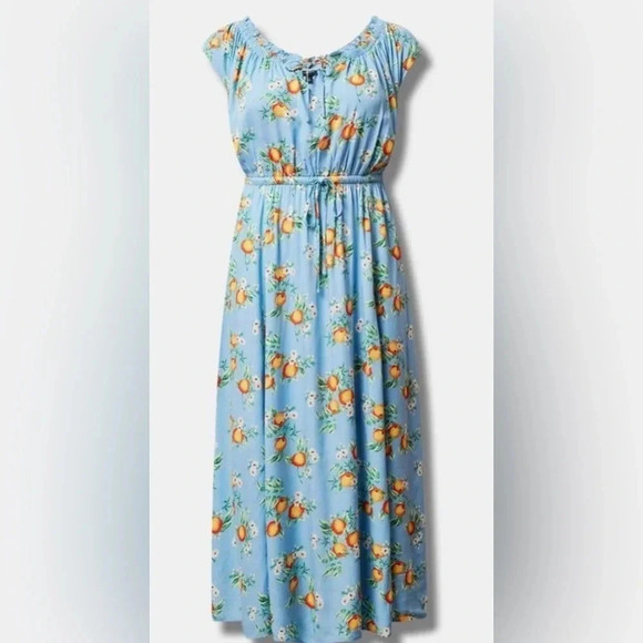 NWT Torrid Maxi Textured Woven Double Slit Dress Blue Size 4x - Picture 2 of 5